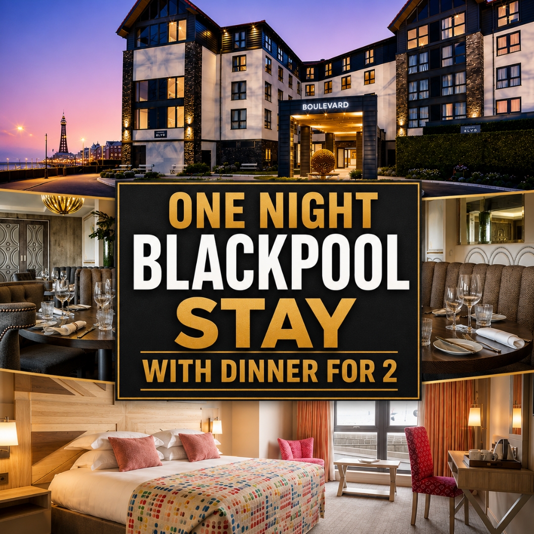 One Night Blackpool Stay with Dinner for 2 at the Luxury Seafront Boulevard Hotel