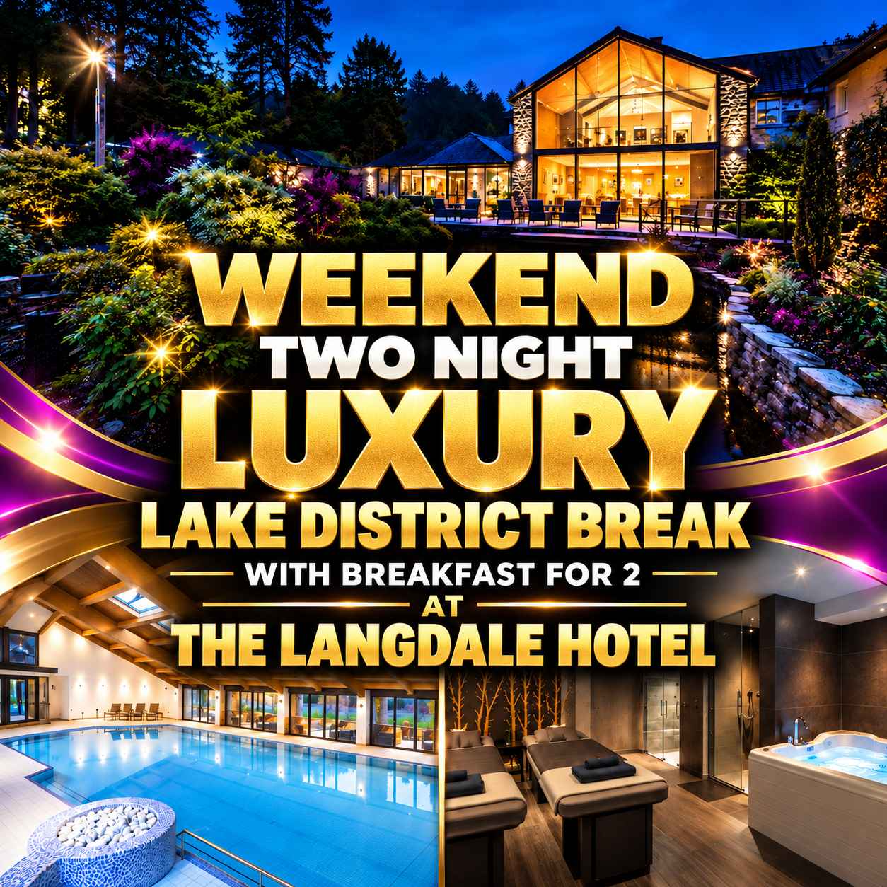 Weekend Two Night Luxury Lake District Break with Breakfast for Two at The Langdale Hotel