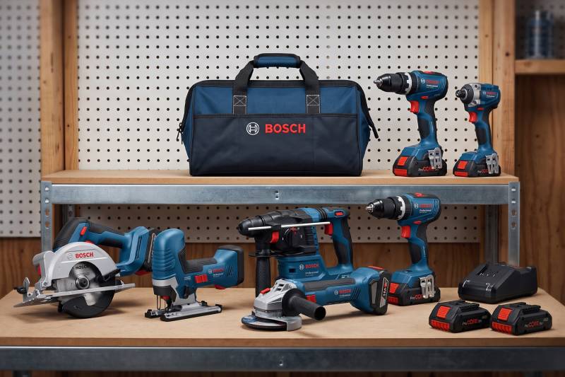 Win this Bosch 0615A5008C 6 Pieces Power Tool Combo kit With 3 x 4.0Ah Batteries, Charger & Tool Bag