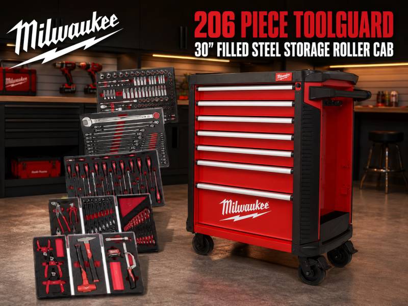 Win This Milwaukee 206 Piece Filled Steel Storage Roller Cab