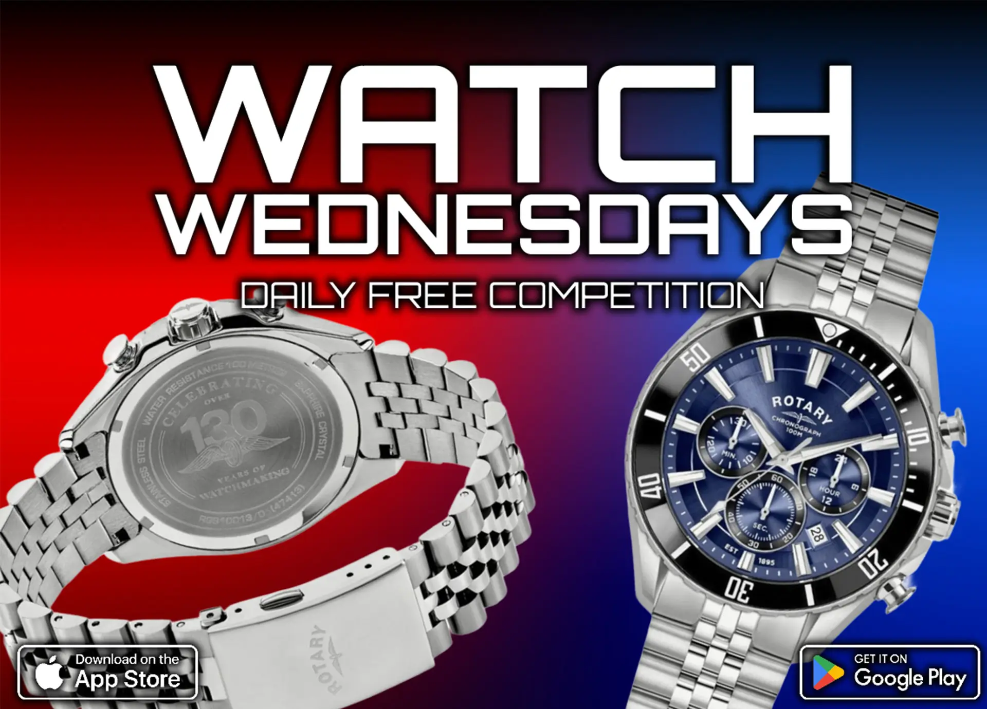 Rotary Apex Mens Watch 42mm | Watch Wednesdays | FREE To Enter Daily Competition — Grab A Free Ticket Every 2 Hours