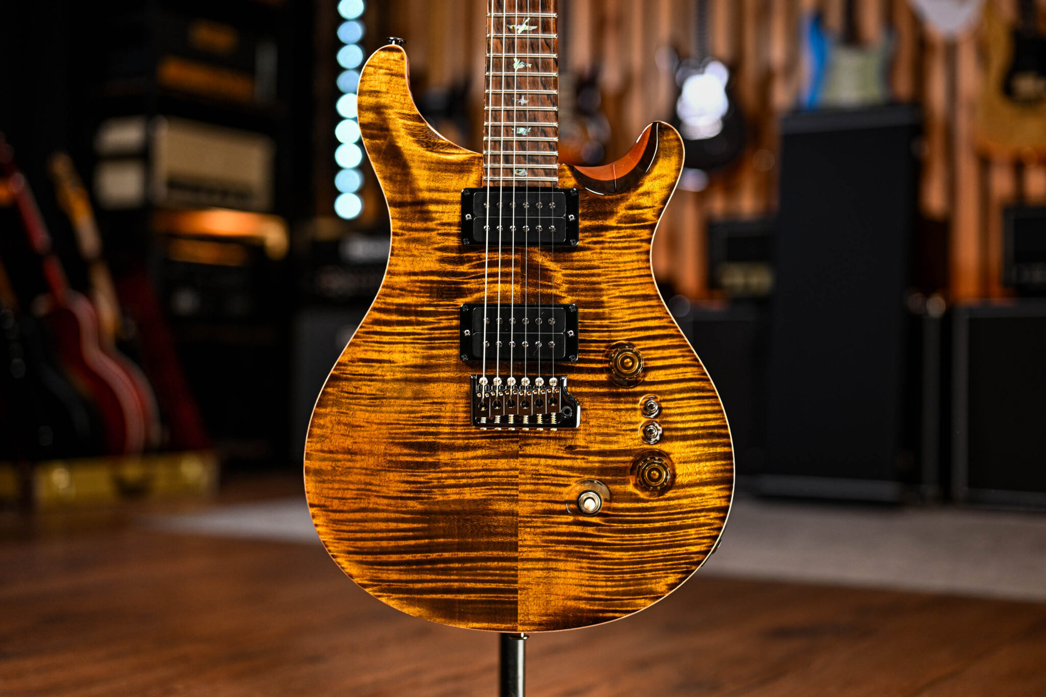 PRS Wood Library Custom 24-08 GuitarGuitar Exclusive 20th Anniversary in Yellow Tiger