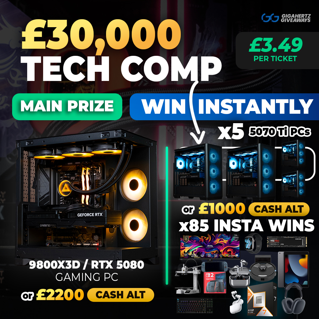 £30,000 TECH COMP | 85 InstaWins + 5x 5070 Ti PCs