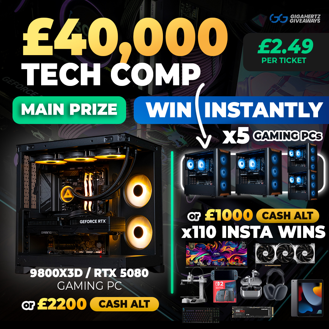 £40,000 TECH COMP | 110 InstaWins + 5x Gaming PCs