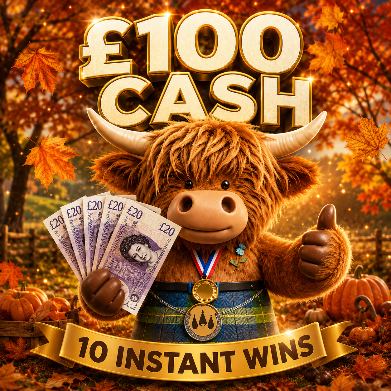 £100 Cash + 10 x £50 Instant Wins