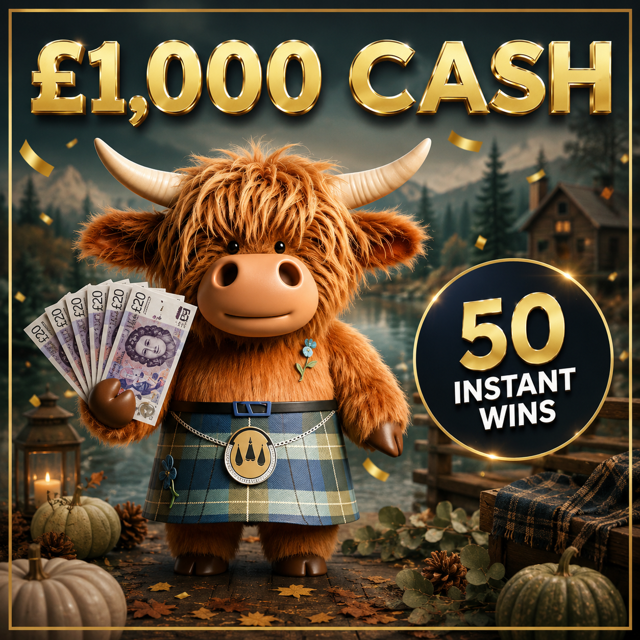 £1000 Cash+ 50 x £50 Instant wins to find
