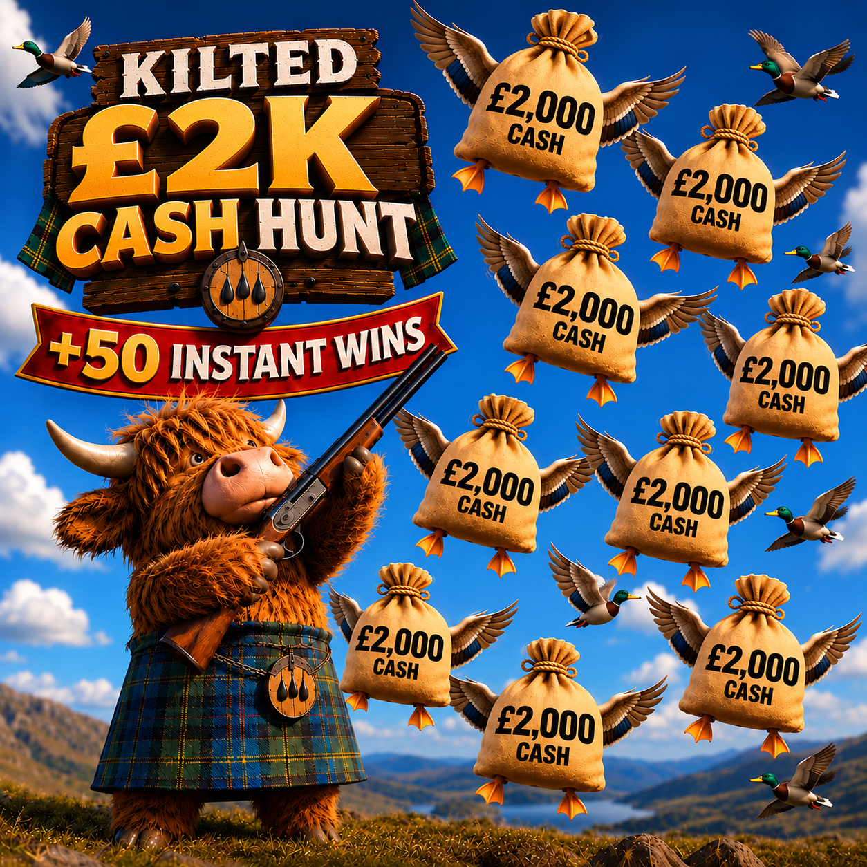 Kilted £2,000 Cash Hunt + 50 Instant Wins