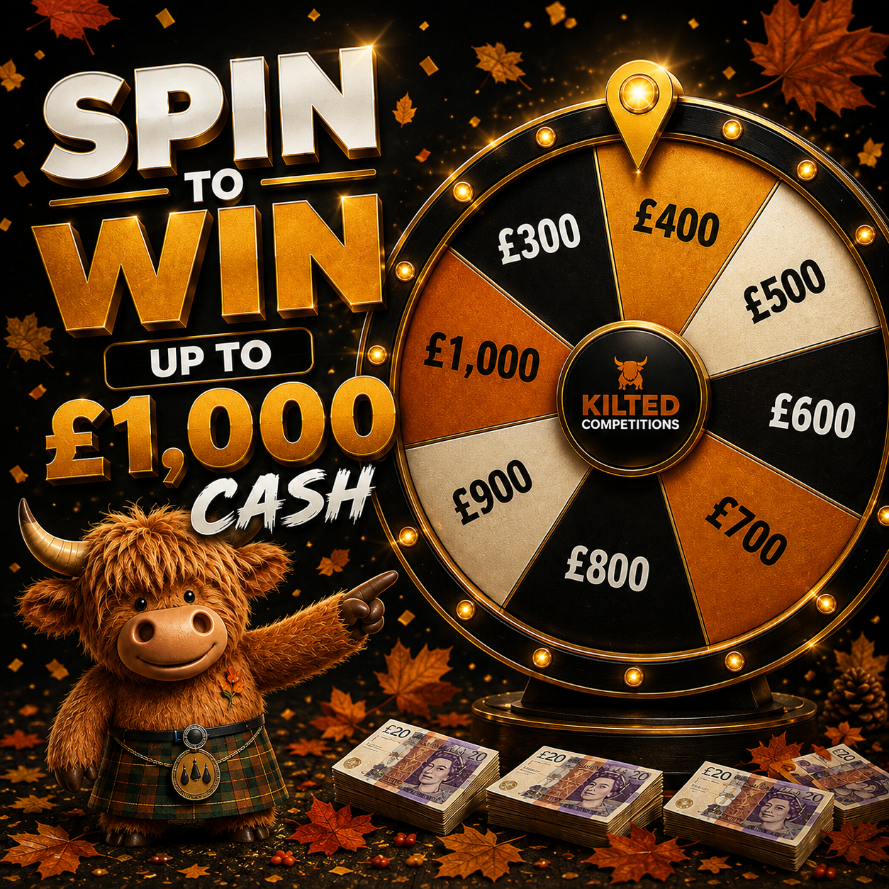 Spin to Win Up To £1,000 Cash