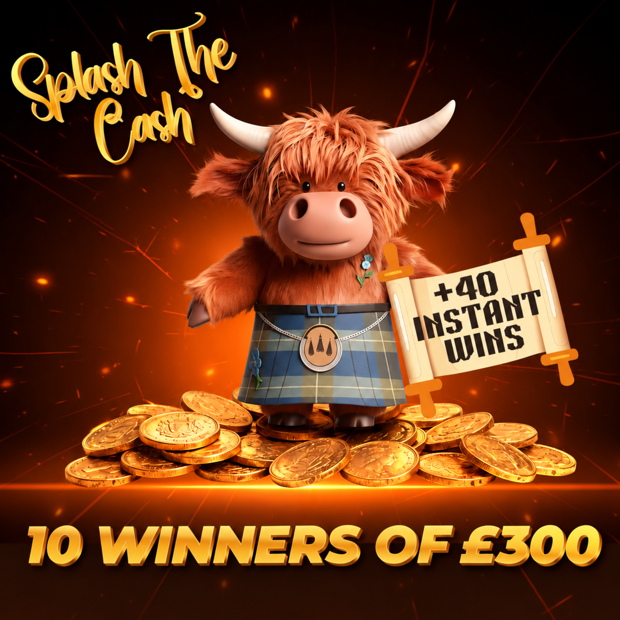 Splash the Cash – 10 Winners of £300 Cash + 40 Awesome INSTANT WINS!