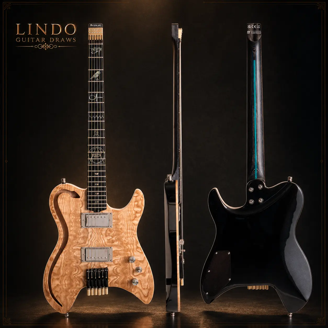 W34 Lindo AfterLife Headless Electric Guitar + Hard Case