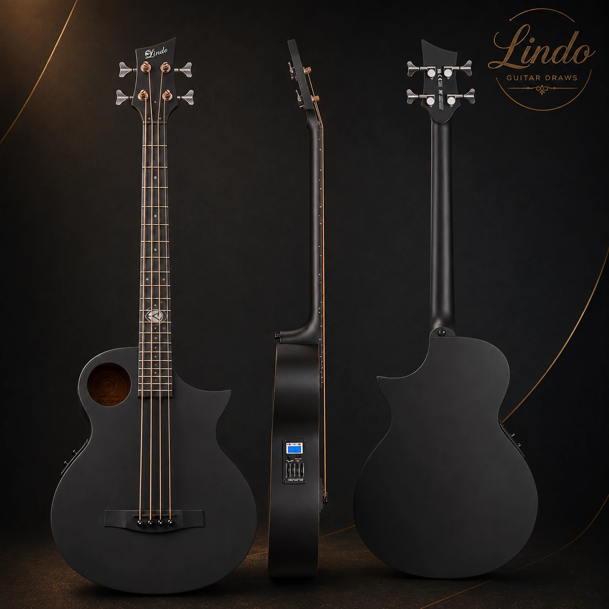 W34 Lindo Neptune V3 Short Scale Electro Acoustic Bass Guitar & Hard Case – Relist