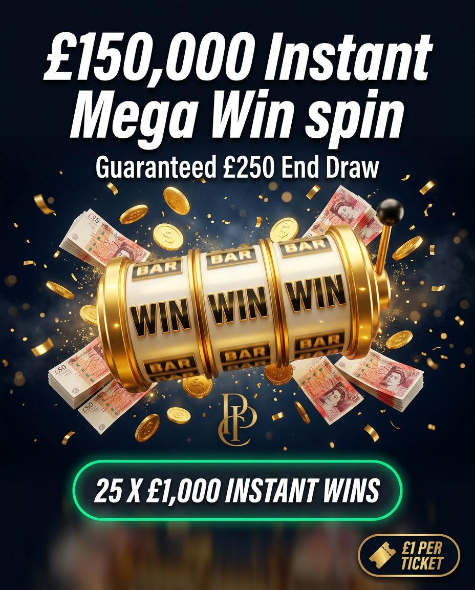 £150,000 Instant MEGA WIN SPIN + Guaranteed £250 End Draw