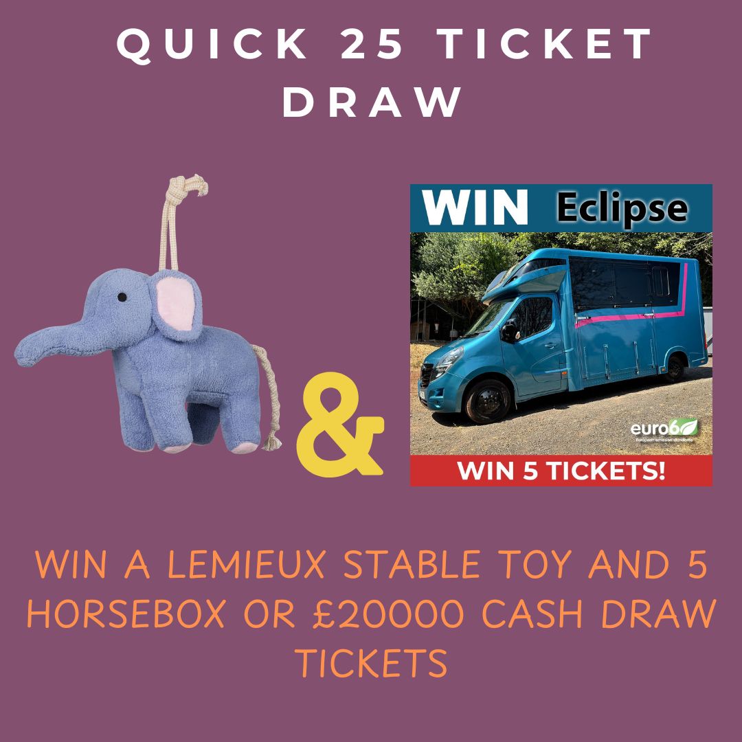 Quick 25 Ticket Draw to Win 5 Horsebox or £20k Cash Draw Tickets and a LeMieux Stable Toy