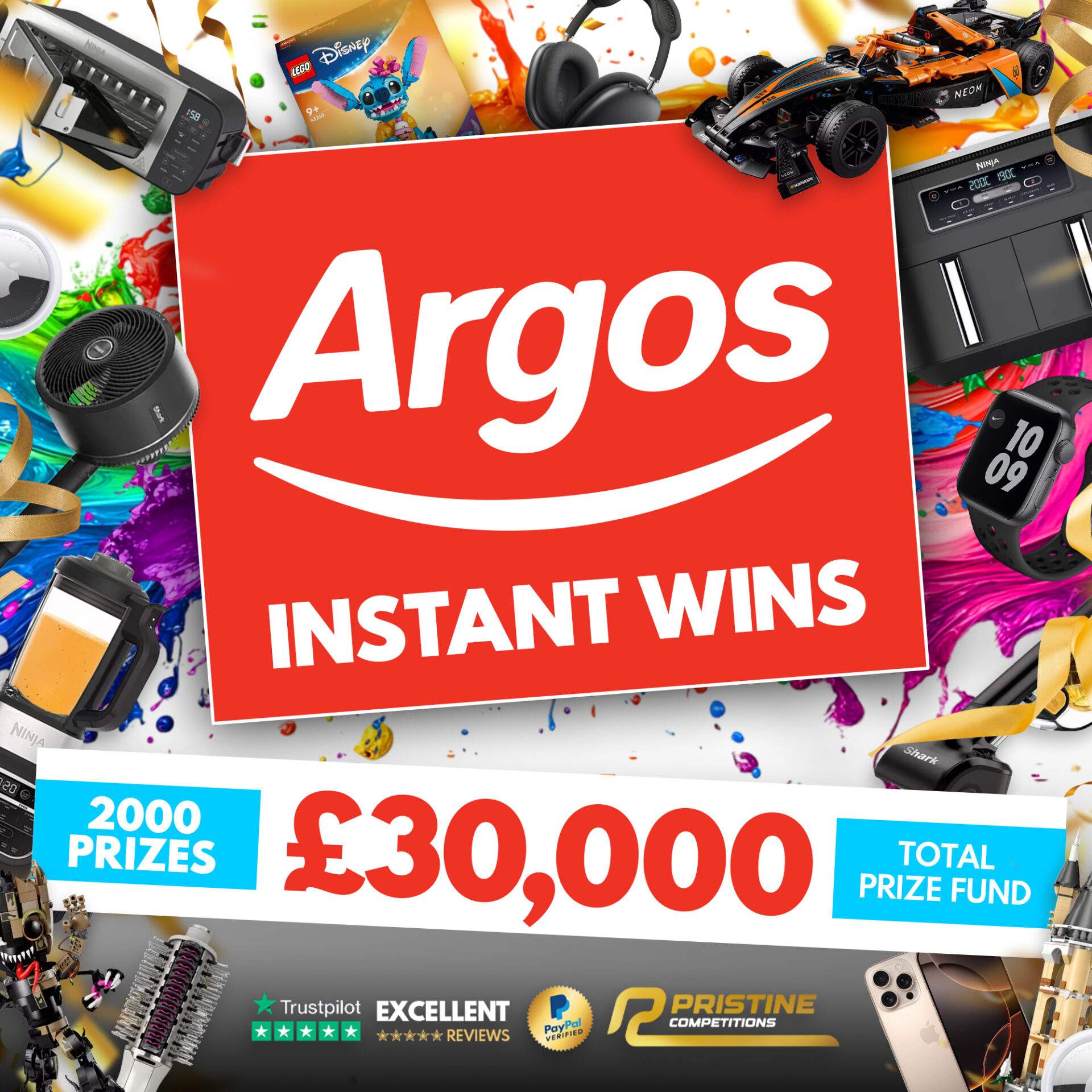 Argos Budget Instant Wins – 2,000 Prizes – £30,000 Prize Fund