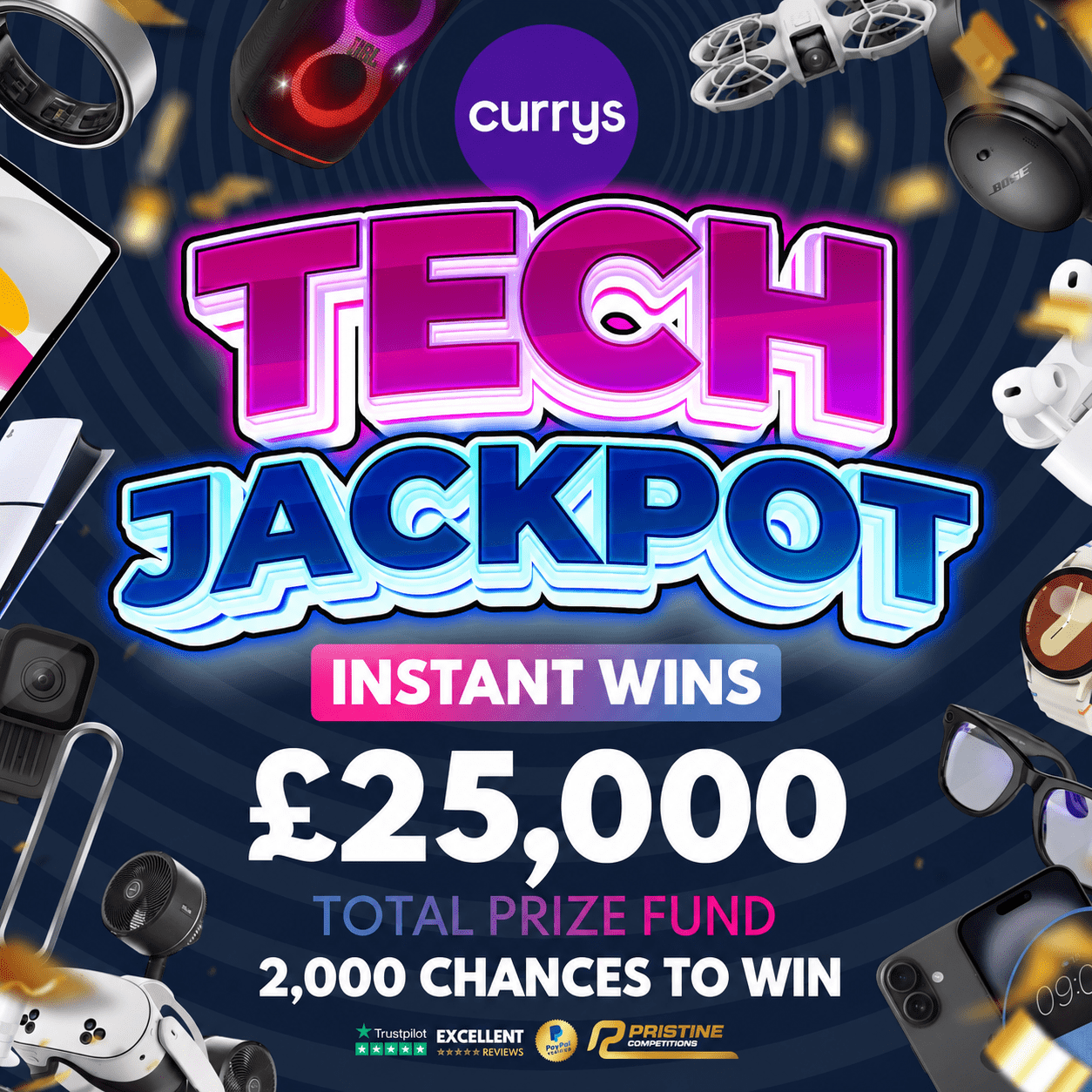 Curry's Tech Instant Wins – 2,000 Prizes – £25,000 Prize Fund #2