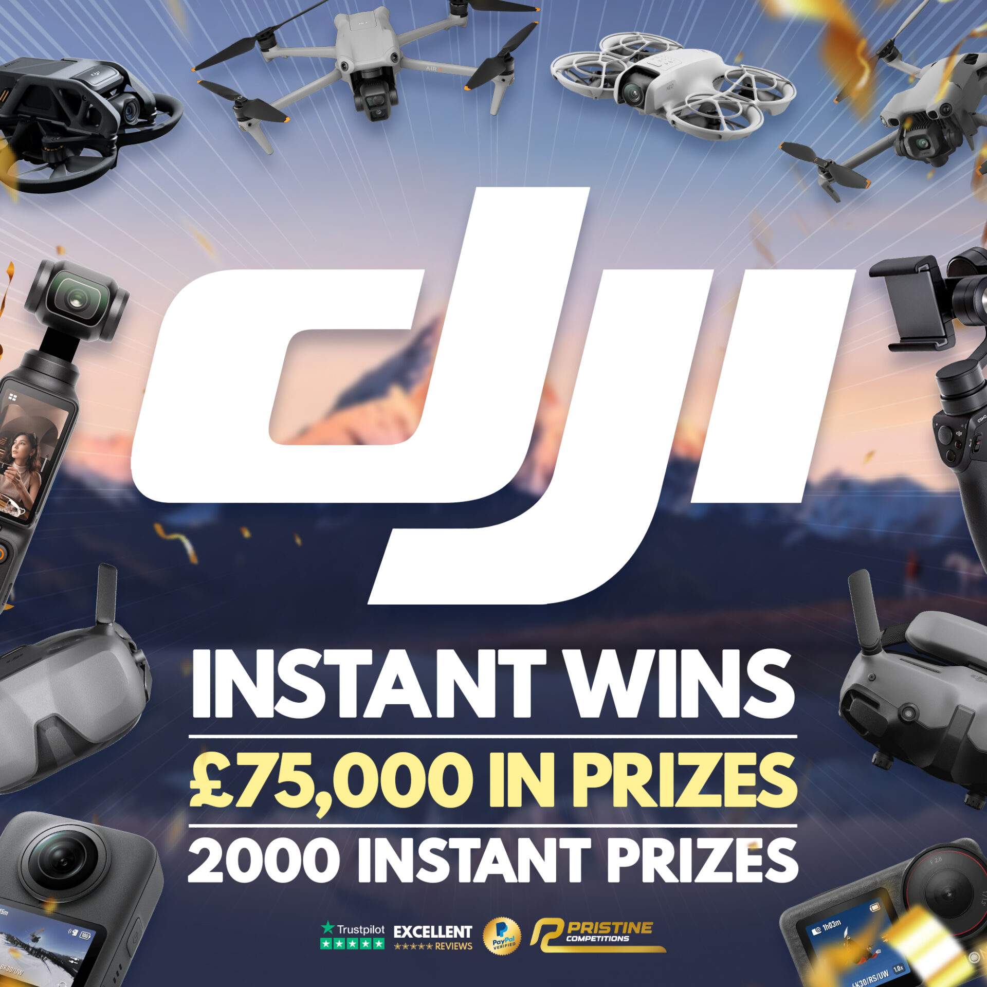 DJI Instant Wins – 2,000 Prizes – £75,000 Prize Fund