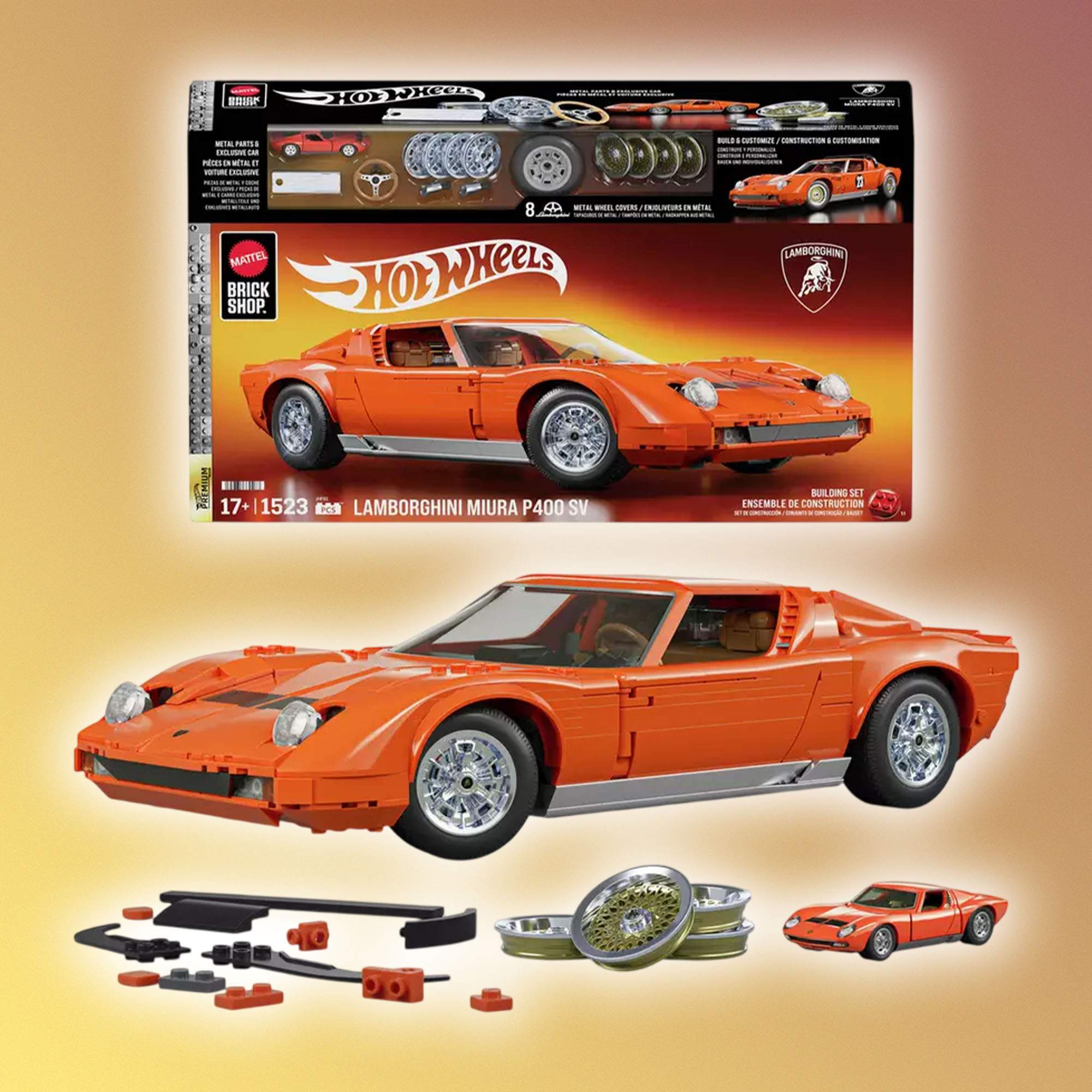Hot Wheels '71 Lamborghini Miura P400 SV Building Toy Kit for Collectors