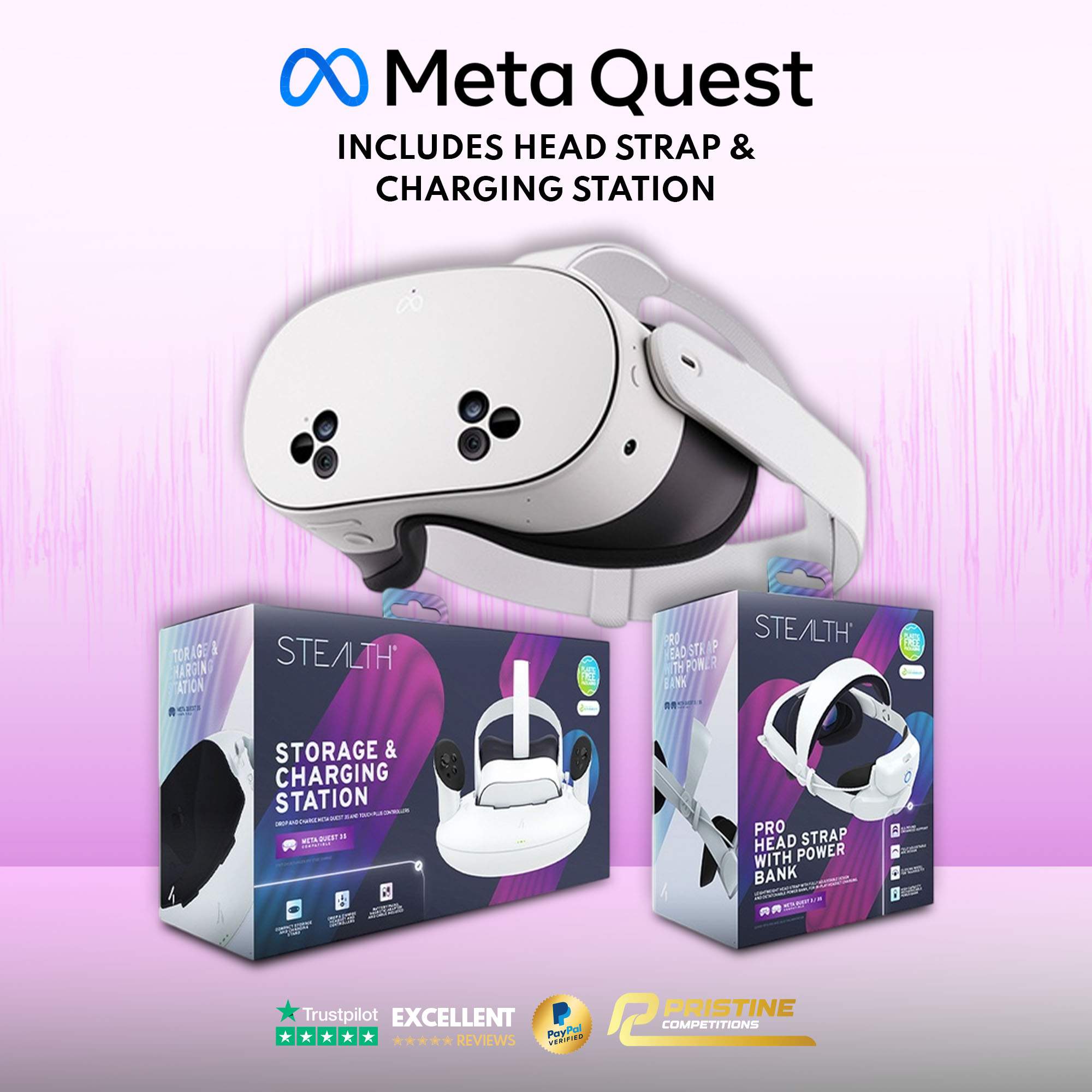 Meta Quest 3S 128GB & Stealth Pro Head Strap and Charging Station #3