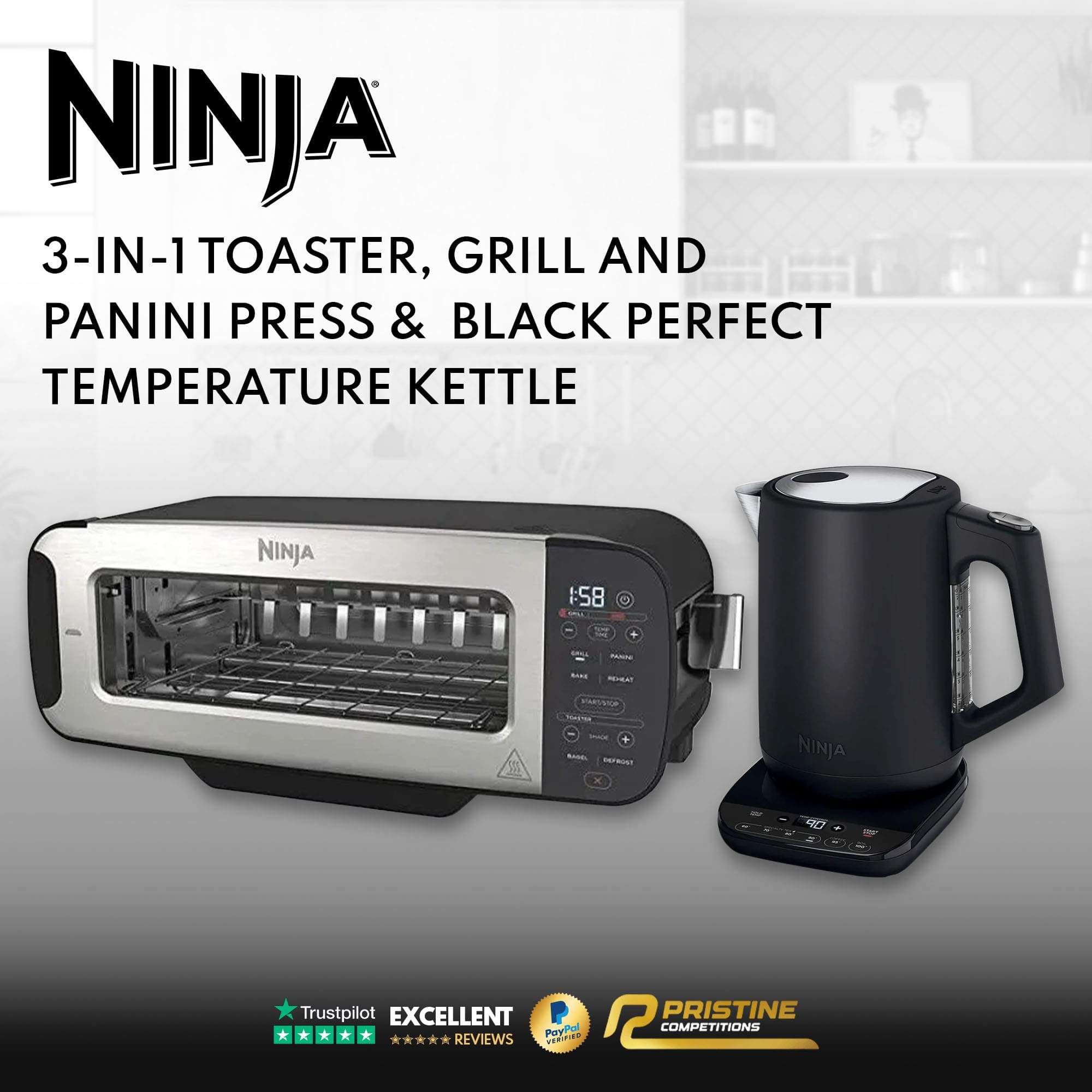 Ninja Foodi 3-in-1 Toaster, Grill & Panini Press & Ninja Black Perfect Temperature Kettle, Rapid Boil #7