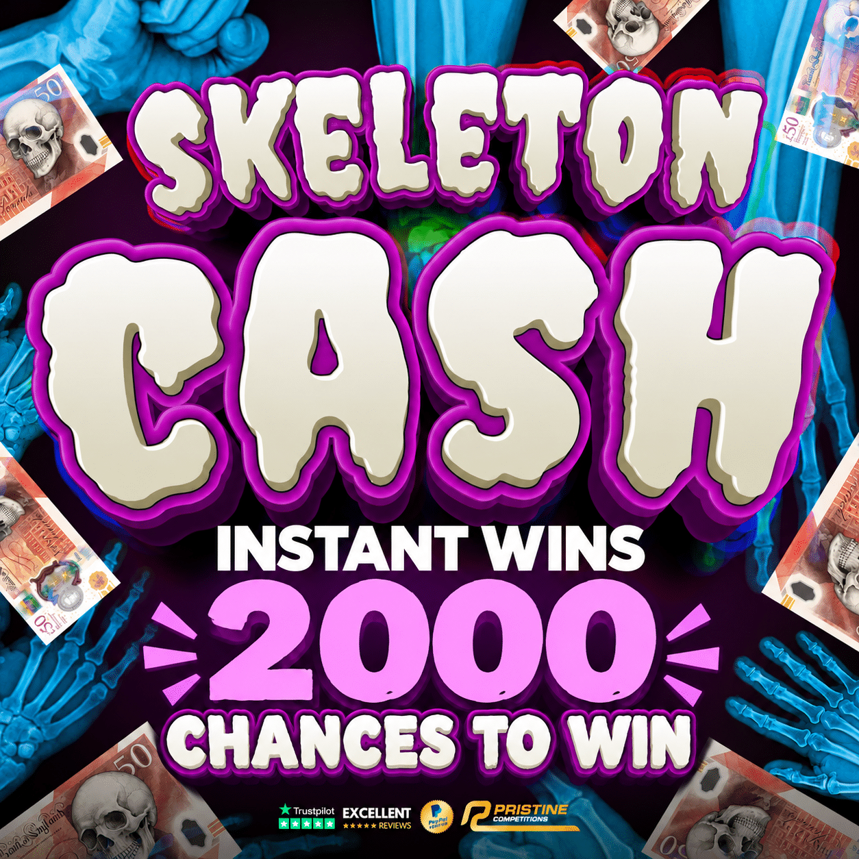 Skeleton Cash Stash – 2,000 Cash & Credit Prizes