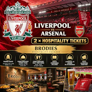 2 X LIVERPOOL VS ARSENAL BRODIES HOSPITALITY TICKETS #1