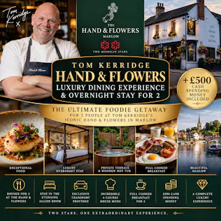 TOM KERRIDGE HAND & FLOWERS LUXURY DINING EXPERIENCE & STAY FOR 2 + £500