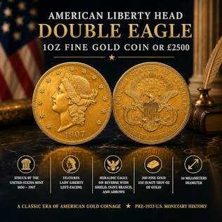 AMERICAN LIBERTY HEAD DOUBLE EAGLE 1OZ FINE GOLD COIN OR £2500 PARENT 4 #13