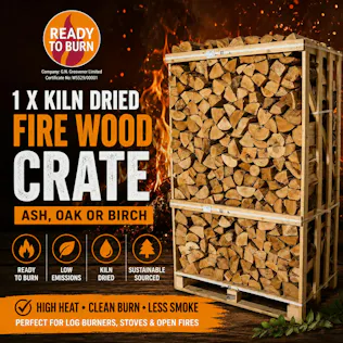 1 X KILN DRIED FIRE WOOD CRATE - ASH, OAK OR BIRCH Parent 4 (3 day) REBORN #15