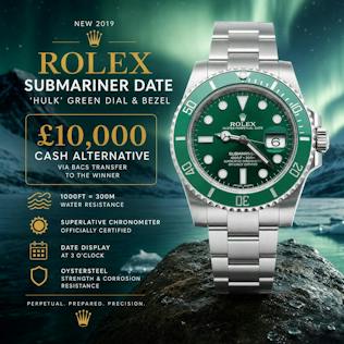 NEW 2019 ROLEX SUBMARINER DATE 'HULK' GREEN DIAL & BEZEL OR £10,000