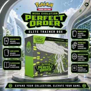 NEW POKEMON TCG MEGA EVOLUTION 'PERFECT ORDER' ELITE TRAINER BOX 2.0 #25