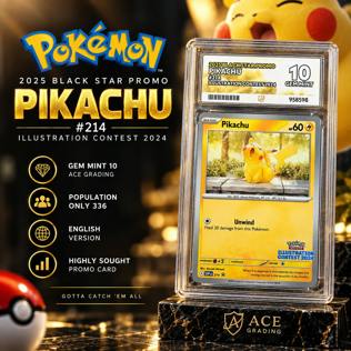 ACE 10 2025 BLACK STAR PROMO PIKACHU #214 ILLUSTRATION CONTEST