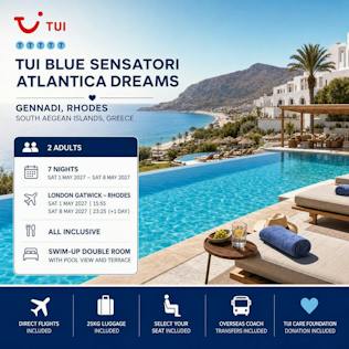 TUI ALL INCLUSIVE 7 NIGHTS 2 PEOPLE ATLANTICA DREAMS RHODES, GREECE