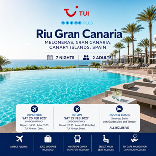 TUI ALL INCLUSIVE 7 NIGHTS 2 PEOPLE RUI GRAN CANARIA, CANARY ISLANDS #1
