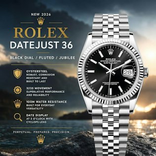 2026 ROLEX DATEJUST 36 – BLACK DIAL / FLUTED / JUBILEE