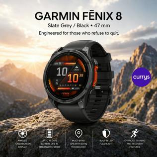 GARMIN FENIX 8 AMOLED SMART WATCH - SLATE GREY & BLACK, 47 MM - PARENT DAY 2 #22