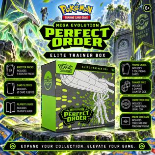 NEW POKEMON TCG MEGA EVOLUTION 'PERFECT ORDER' ELITE TRAINER BOX 2.0 #28