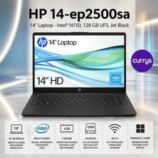 HP 14-EP2500SA 14" LAPTOP - INTEL® N150, 128 GB UFS, JET BLACK #14