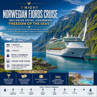 INCLUSIVE ROYAL CARIBBEAN ‘LIBERTY OF THE SEAS’ – 7 NIGHT NORWEGIAN FJORDS + £500