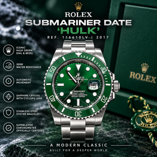 NEW 2017 ROLEX SUBMARINER DATE 'HULK'