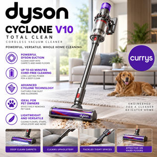 DYSON CYCLONE V10 TOTAL CLEAN CORDLESS VACUUM CLEANER - GREY & PURPLE - N678505W #1