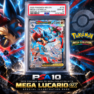 PSA 10 2025 POKEMON MEG EN-MEGA EVOLUTION #179 MEGA LUCARIO ex SIR 1