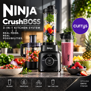 NINJA CRUSHBOSS 3-IN-1 KITCHEN SYSTEM WITH FOOD PROCESSOR & TUMBLER - ONYX #1