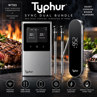 TYPHUR SYNC DUAL WIRELESS SMART HOME THERMOMETER & PROBE BUNDLE #1
