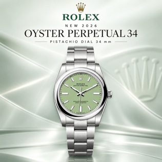 NEW 2026 ROLEX OYSTER PERPETUAL 34 PISTACHIO DIAL