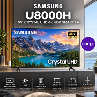 SAMSUNGS U8000H 65" CRYSTAL UHD 4K HDR SMART TV 2026 UE65U8000H #3