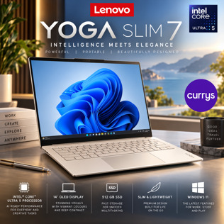 LENOVO YOGA SLIM 7 14" LAPTOP - INTEL® CORE™ ULTRA 5, 512 GB SSD, SEASHELL #3
