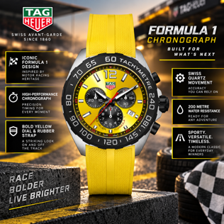 NEW TAG HEUER FORMULA 1 CHRONOGRAPH YELLOW RUBBER