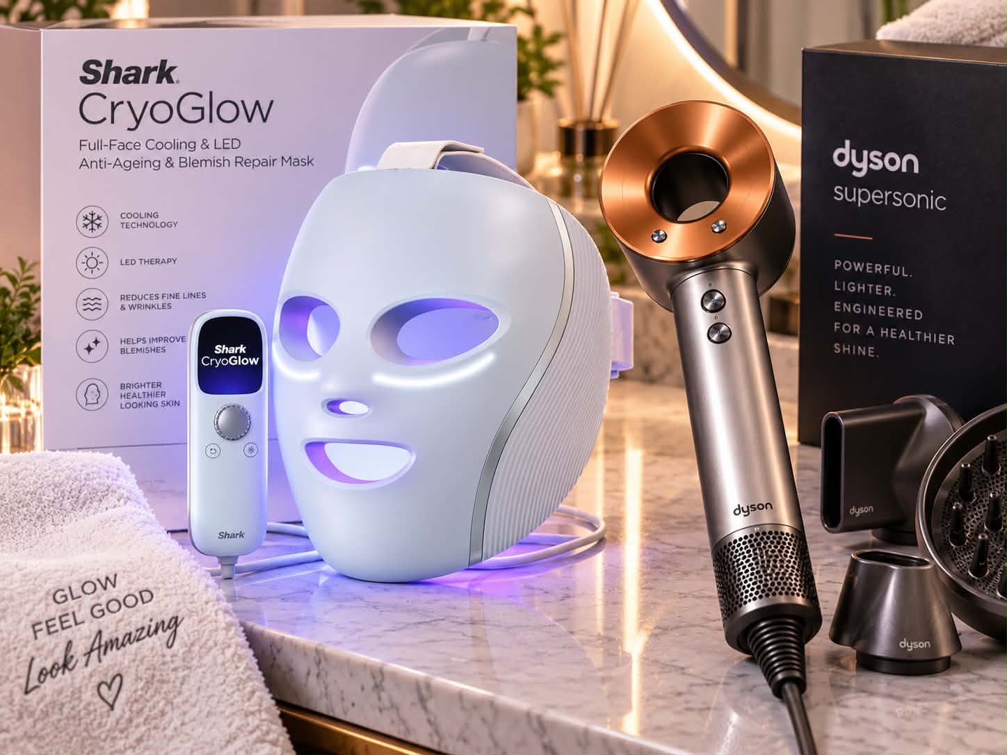 Shark Cryglo LED & Dyson SuperSonic
