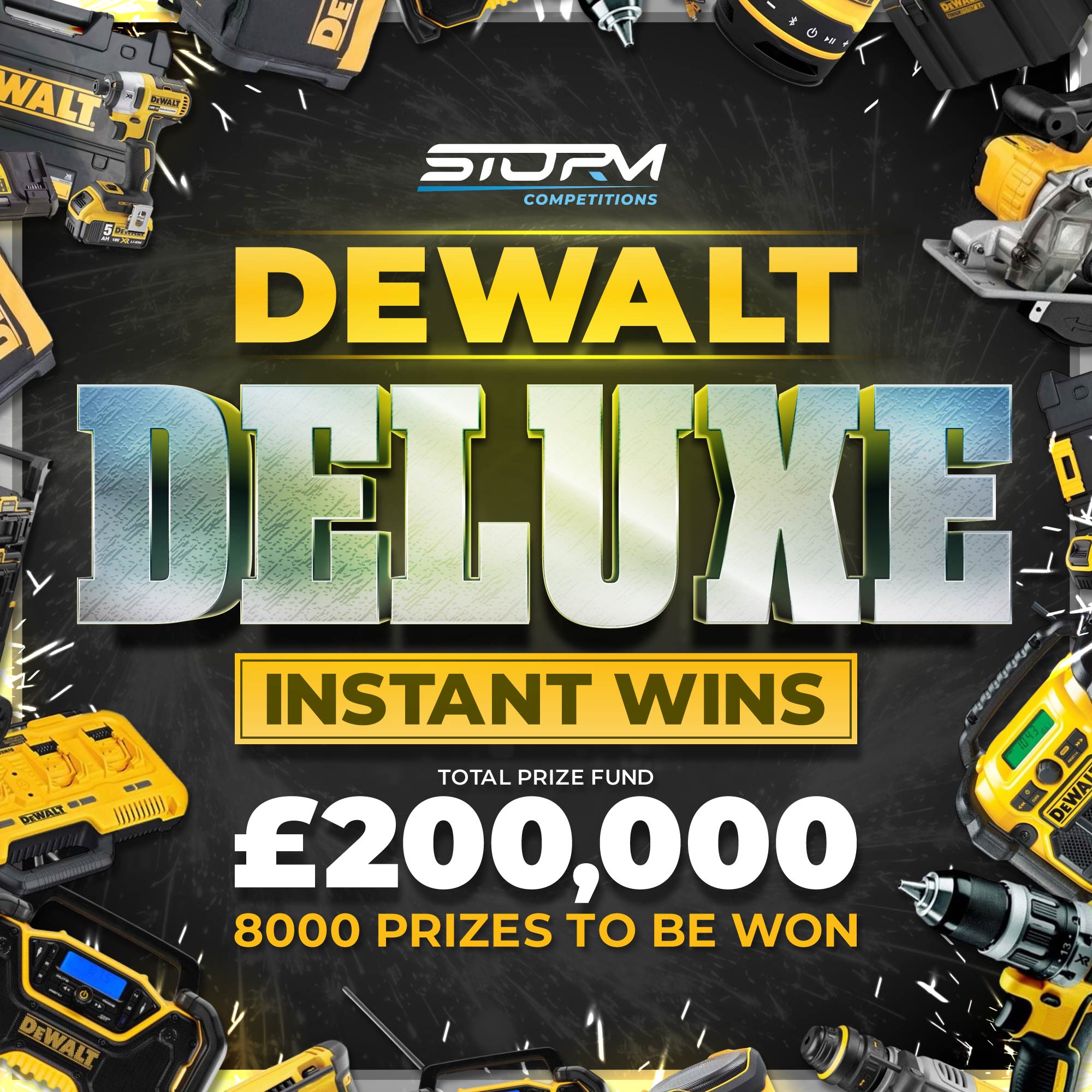 HUGE Dewalt Deluxe Instant Wins – 8,000 Prizes – £200,000 Prize Fund