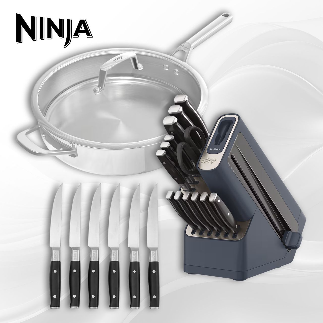 Ninja Bundle – Knife Set, Steak Knives & Pan